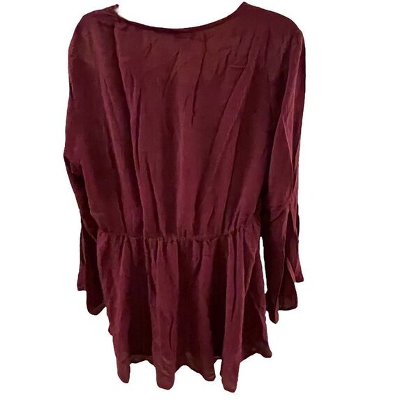 Torrid ~ Burgundy lace up Blouse ~ size 0 (12/L) - Picture 2 of 9